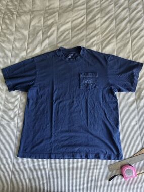 Coach Men’s Navy Pocket Oversized Boxy Tee with Subtle Logo